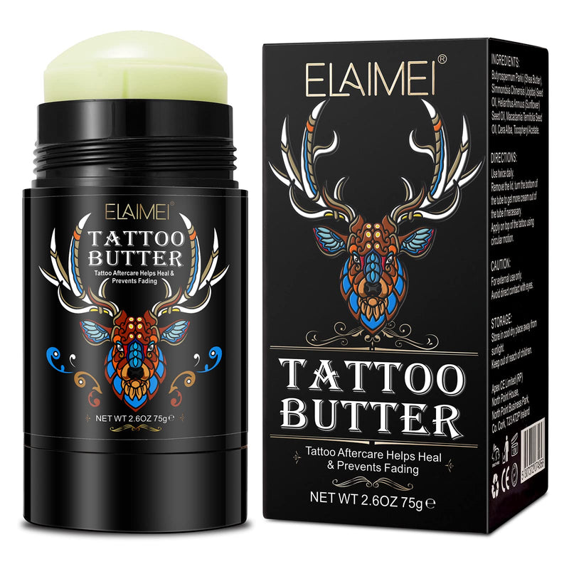 [Australia] - Tattoo Aftercare Butter Balm, 2.6 oz, Old & New Tattoo Moisturizer Healing Brightener for Color Enhance, Natural Organic Tattoo Cream 2.6 Ounce (Pack of 1) 
