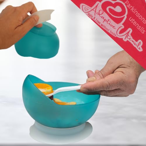 [Australia] - Scoop Bowls for Elderly | High-Low Scoop Bowl with Suction Base | Adaptive utensils | Dish for Adults with Special Needs from Parkinsons, Dementia, Stroke or Tremors 