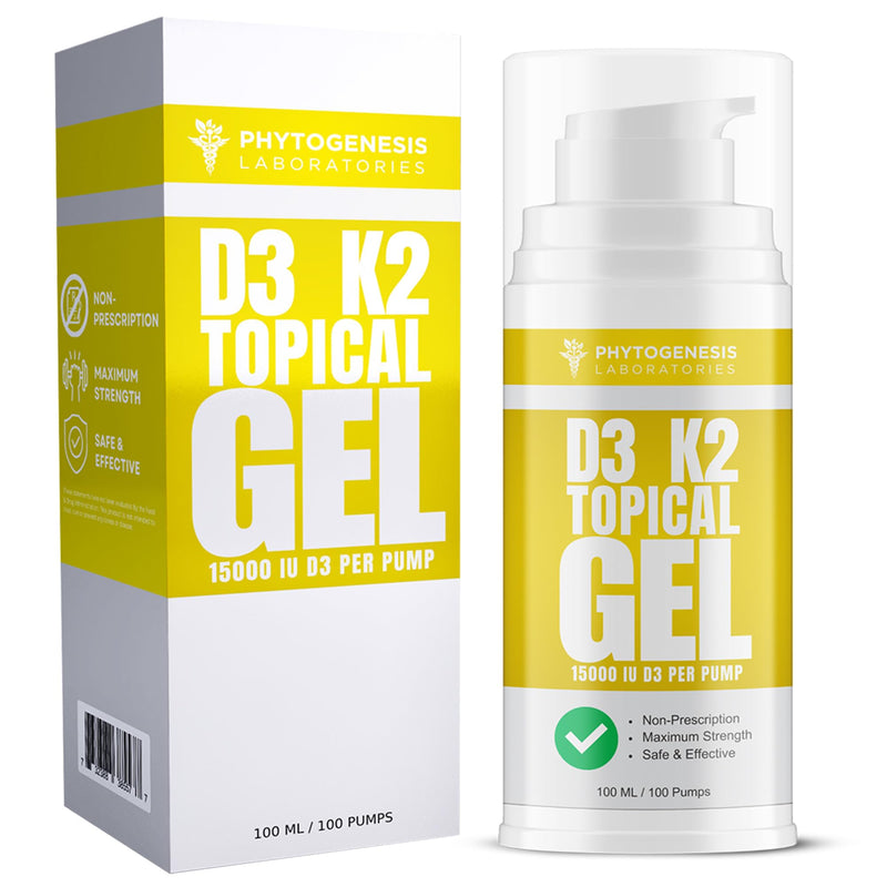 Phytogenesis Vitamin D3 K2 Topical Gel | The Sunshine Vitamin, Immune Support, Bone Support, Joint Support, One Month Supply 1