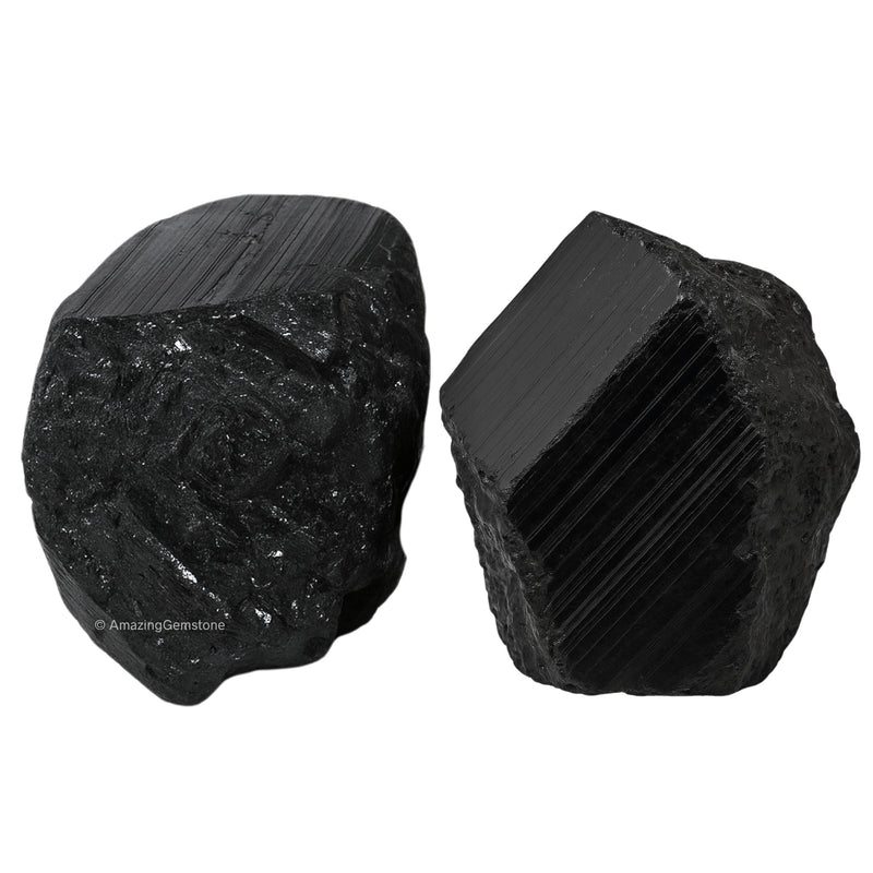 [Australia] - Amazing Gemstone Black Tourmaline Raw Protection Crystals and Healing Stones, Natural Rocks for Tumbling - Raw Stones and Crystals (2 Pieces) 2 Pieces 