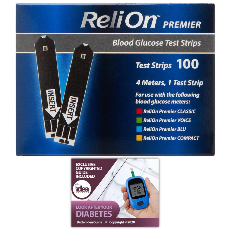 [Australia] - Premier Blood Glucose Testing Strips 100ct (1 Pack) No Coding Required, Premier Meters, Diabetic Test Strips for Accurate Blood Sugar Monitoring Bonus Diabetes Guide 1 Count (Pack of 100) 