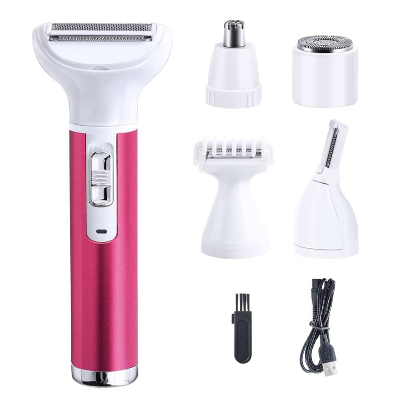 [Australia] - 5 in 1 Electric Razor for Women Removal for Body Nose Hair Trimmer Face Shavers Eyebrow Legs Armpit Bikini Area Pubic Underarms Painless Rechargeable Portable Facial Hair Removal 