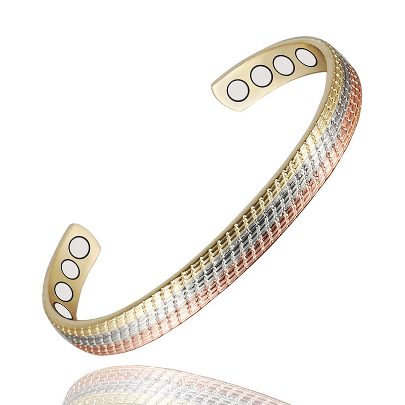 [Australia] - Copper Bracelet for Women for Arthritis, 6.5'' Tricolor 99% Pure Copper Adjustable Bracelet with 3500 Gauss Magnets,Copper Jewelry Gifts 