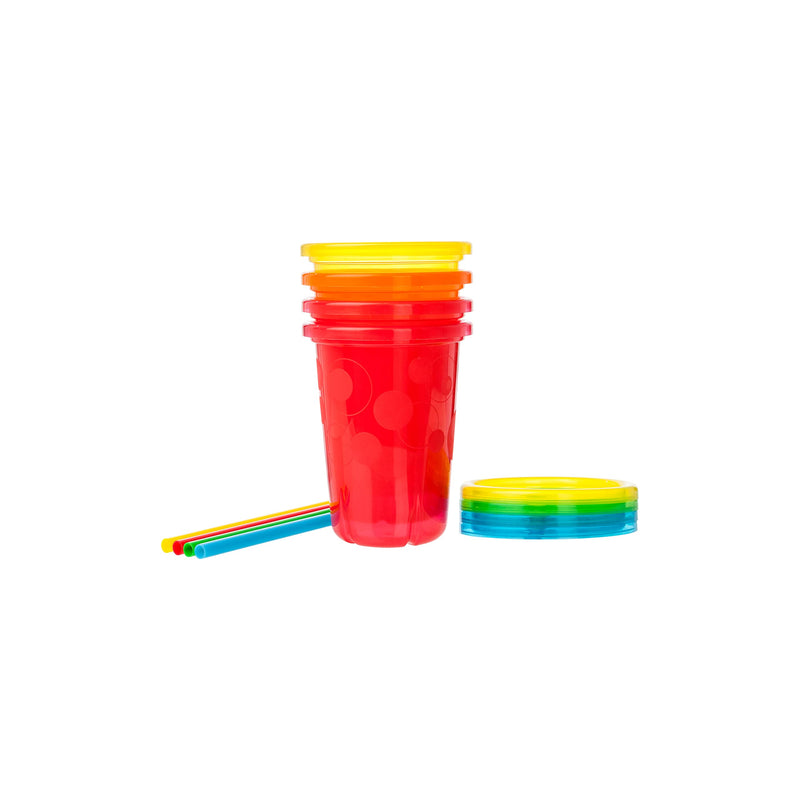 [Australia] - The First Years Take & Toss Toddler Straw Cups - Spill Proof and Dishwasher Safe Toddler Cups with Straws - Toddler Feeding Supplies - 10 Oz - 4 Count Neon Rainbow one size 