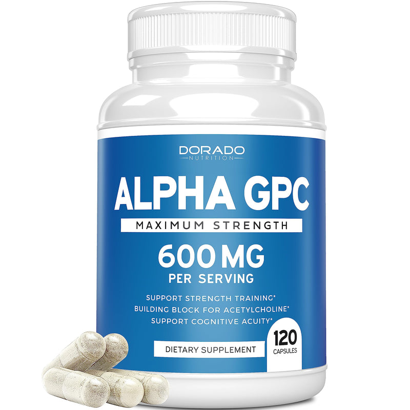 [Australia] - Alpha GPC 600mg Per Serving - (120 Vegan Capsules) - Choline Brain Supplement for Acetylcholine Advanced Memory Formula, Focus and Brain Support Supplement - USA Made - Non GMO, Vegan - (120 Count) 