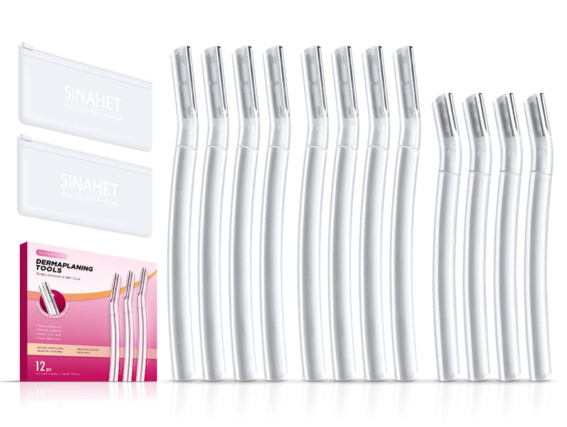 [Australia] - SINAHET Dermaplaning Tool (12 Count), Professional Face Razors for Women, Facial and Eyebrow Hair Removal, Gentle Skin Exfoliation Blade 12pcs 
