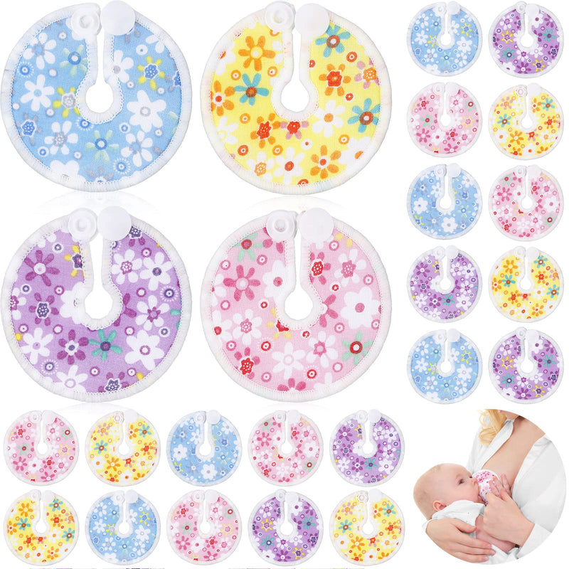 [Australia] - 32 Pieces G Tube Pads Holder Cotton Pads for Feeding Support Abdominal G Tube Button Covers Reusable Feeding Tube Supplies Soft G Tube Covers for Breastfeeding Nursing Care, 4 Designs (Fresh Flower) 