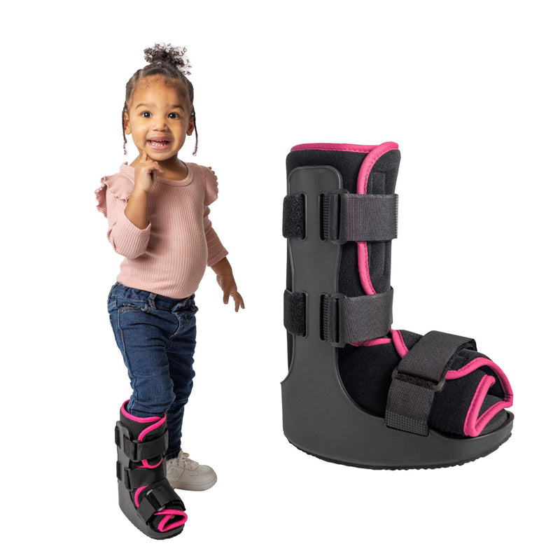 [Australia] - Brace Direct Pediatric Walking Boot – Kids Fracture Boot for Foot Injuries, Ankle Sprains & Post-Op Recovery, Pink (Large, US Kids 11.5K–1.5) L 