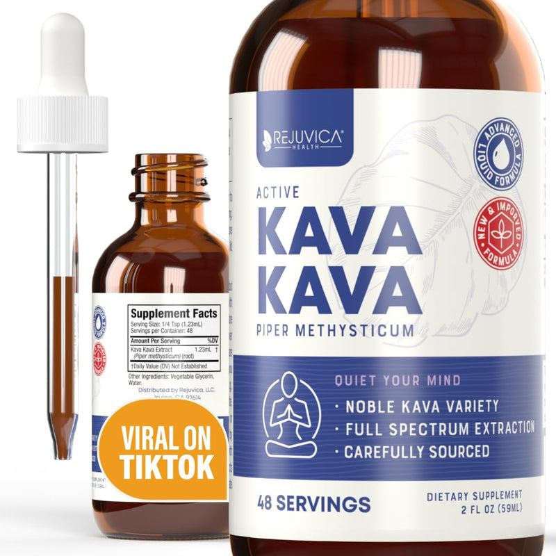 [Australia] - Rejuvica Health Kava Kava Root Extract Supplement - Active Kava Kava - Potent Relaxation & Calm - Liquid Extract - Piper Methysticum - Noble Variety - Naturally Occurring Kavalactones - 48 Servings 