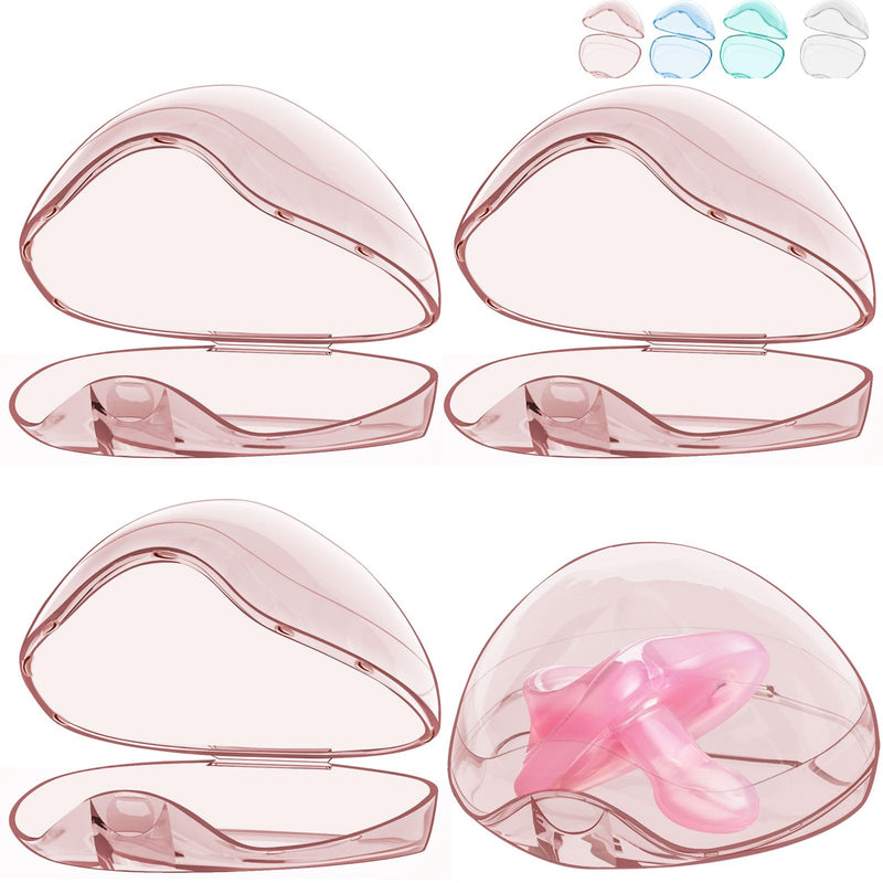 [Australia] - Smlpuame Pacifier Case,4 Pack BPA Free Pacifier Holder Case,Transparent Container Box for Baby Binky（Not Included),Essential Pacifier Accessories,Alway Keep Paci Clean,Easy to Clean(Pink) Pink 4 Pack 