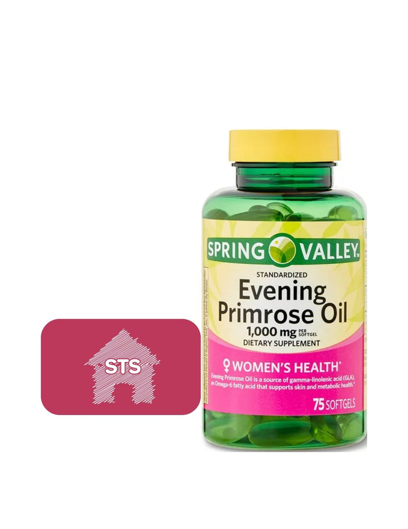 [Australia] - Spring Valley Evening Primrose Oil 1000mg, 75 Count + STS Sticker. 