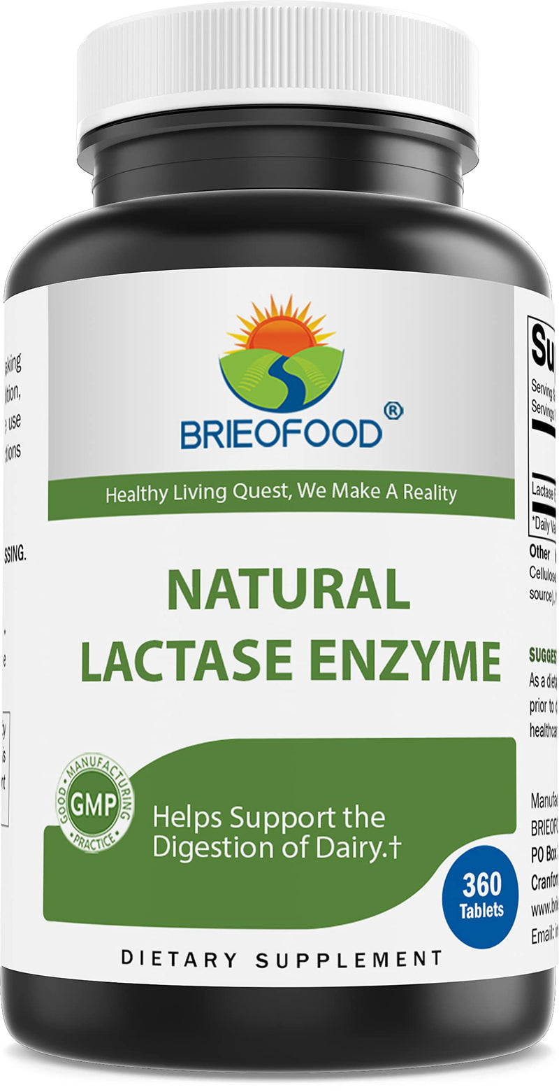 [Australia] - Brieofood Lactase Enzyme Pills - 3000 FCC ALU - 360 Tablets - 360 Servings - Non-GMO, Gluten Free 