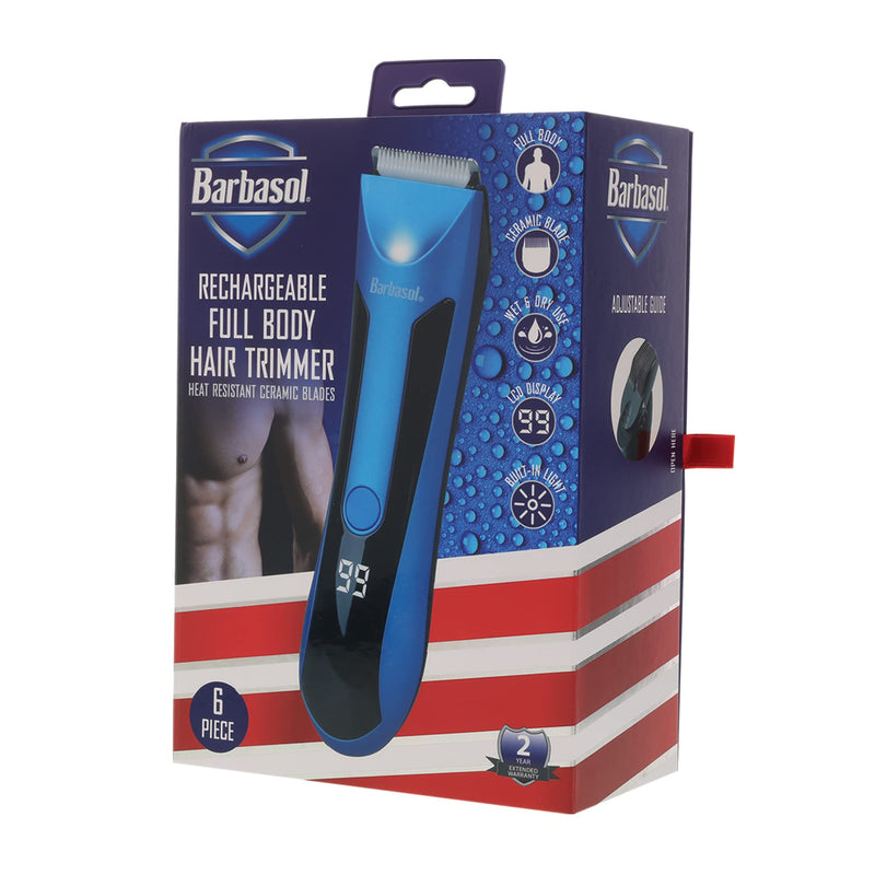[Australia] - Barbasol Rechargeable Full Body Hair Trimmer/Groomer with Heat Resistant Ceramic Blades, Xtreme Easy Cleaning 