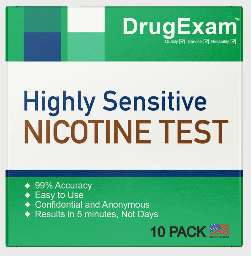10 Pack - DrugExam Made in USA, Nicotine Tobacco Cotinine Urine Test Strip Kit - Urine Dip Strip Testing Cotinine from Smoking (10 Pack) 10