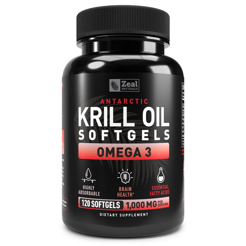 [Australia] - Antarctic Krill Oil 1000mg (120 Softgels) Omega 3 Krill Oil Supplement with EPA, DHA & Astaxanthin - Omega 3 Fish Oil for Joint, Brain, and, Heart Support for Men and Women 120 Count (Pack of 1) 