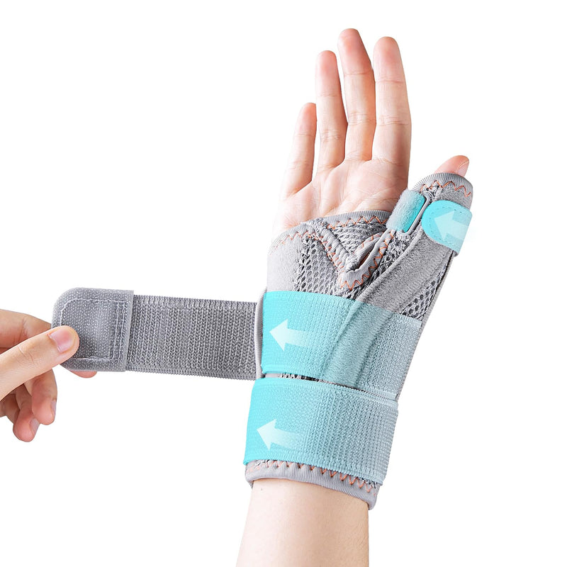 New Upgraded Thumb Spica Splint, Comfortable Thumb Brace for Right & Left Hand, Universal Size Thumb Support for Arthritis, Tenosynovitis, CMC Joint Repetitive Injuries (Grey) Grey