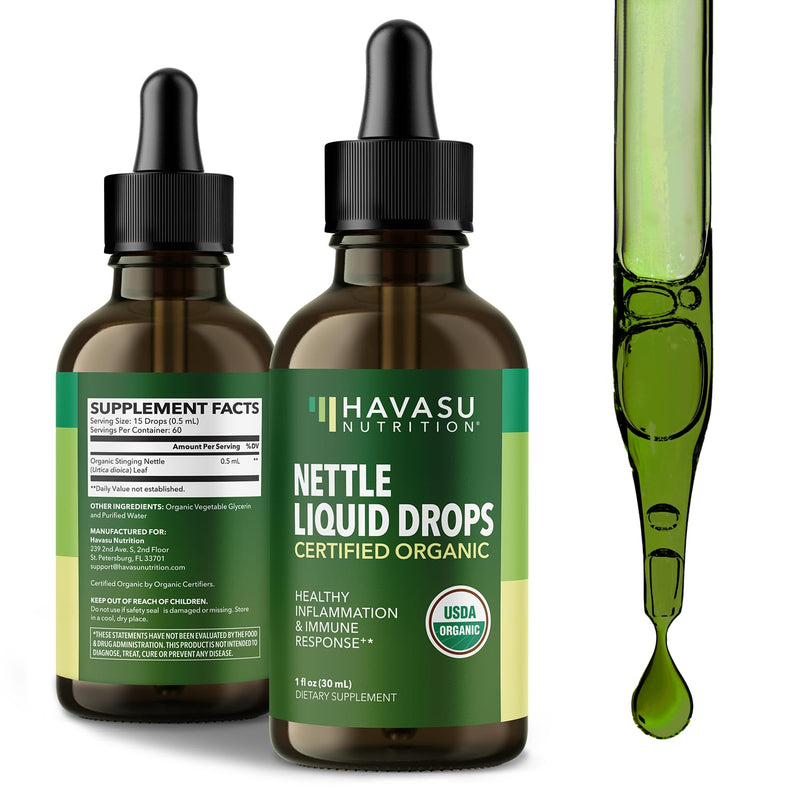 [Australia] - Organic Stinging Nettle Root | USDA-Certified Stinging Nettle Root Extract | Stinging Nettle for Prostate, Joint and Immune Health | Nettle Root for Overall Health | Non-GMO, Vegan, Unflavored, 30mL 