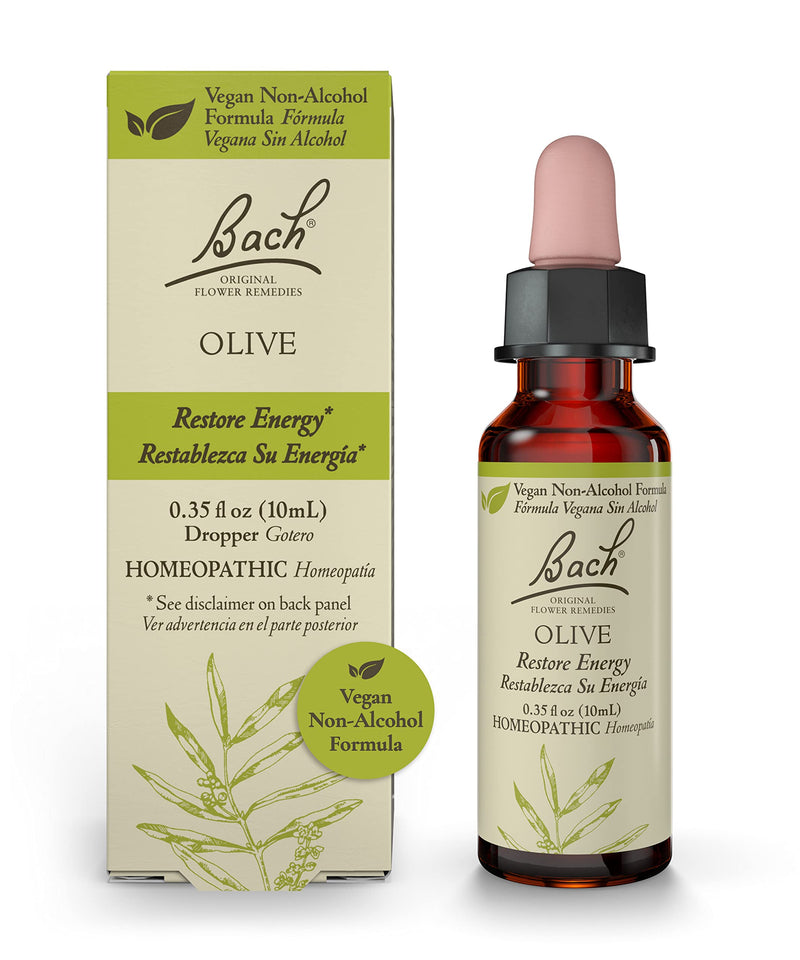 [Australia] - Bach Original Flower Remedies, Olive for Energy (Non-Alcohol Formula), Natural Homeopathic Flower Essence, Holistic Wellness and Stress Relief, Vegan, 10mL Dropper 