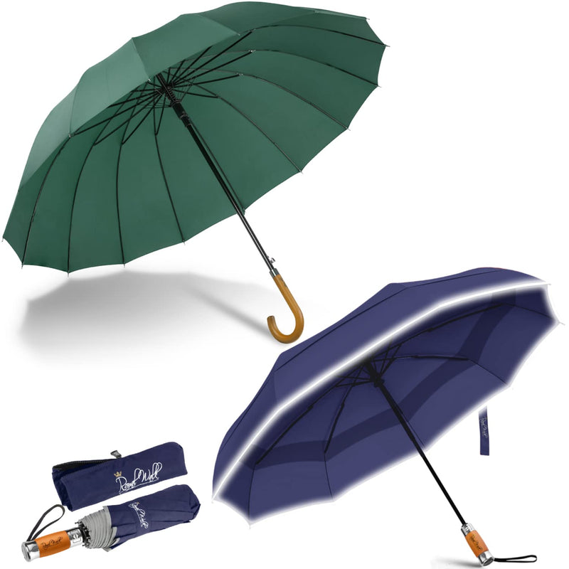 Royal Walk Large Umbrella + Vented Windproof Compact Umbrella