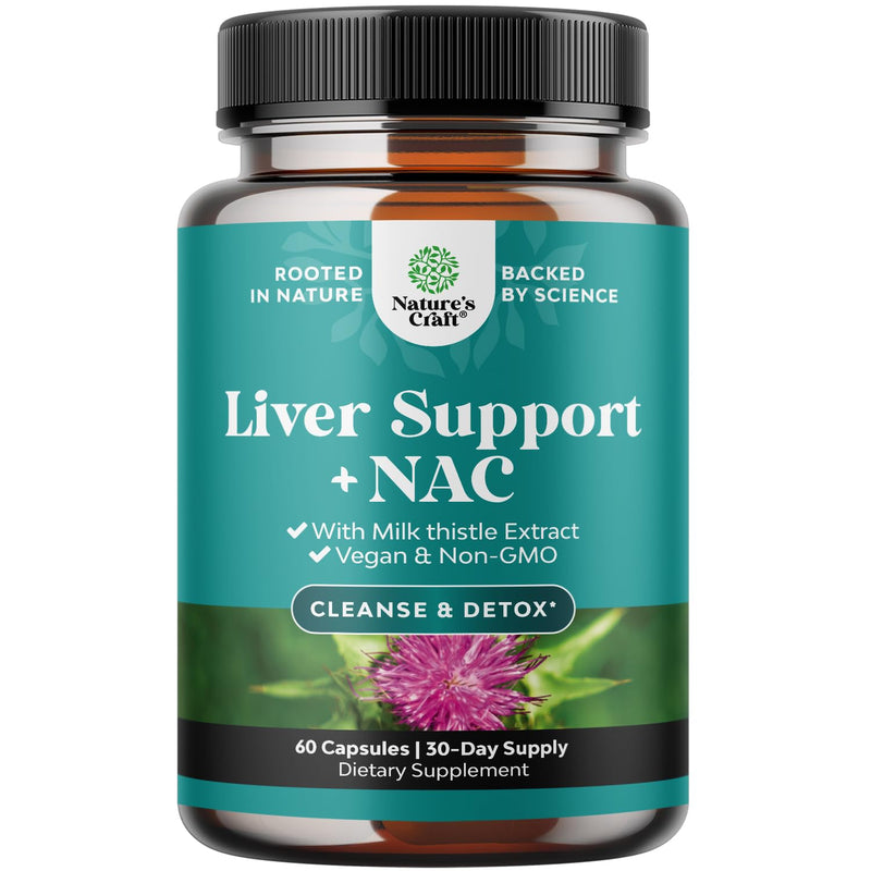 [Australia] - Liver Support NAC Supplement with Milk Thistle for Liver Cleanse Detox & Repair - N Acetyl Cysteine Supplement for Liver Cleanse with Turmeric, Choline, Dandelion & L-Glutathione - 60 Caps 60 Count (Pack of 1) 