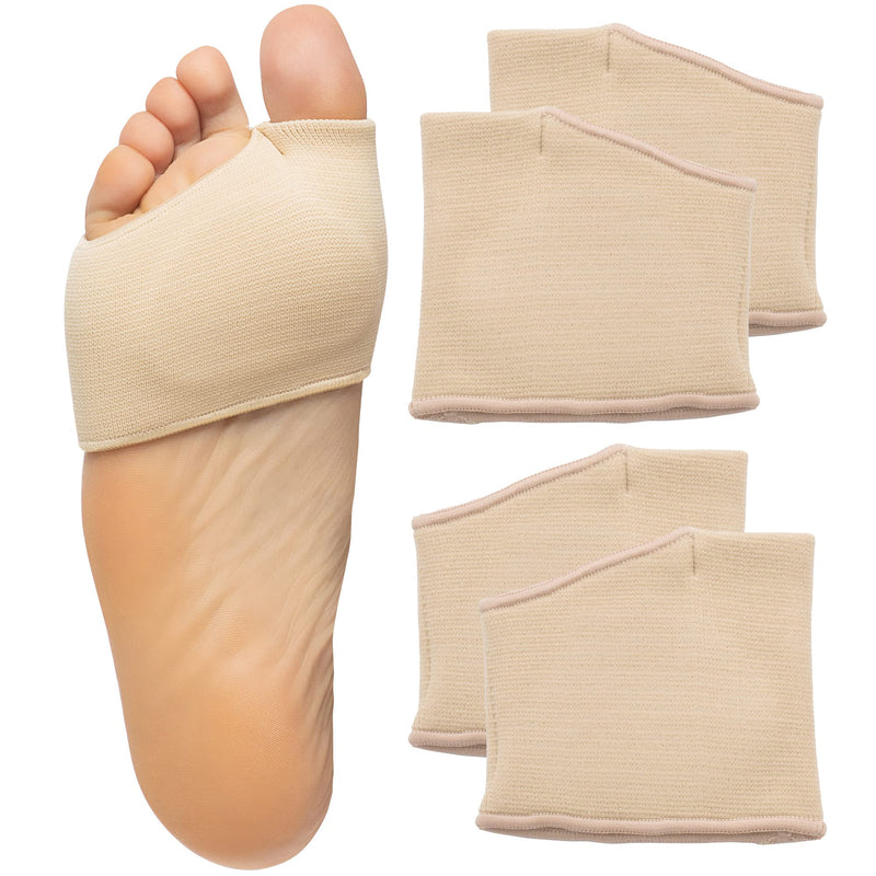 [Australia] - ZenToes Metatarsal Pads for Men and Women - Ball of Foot Pain Relief Cushions for Sesamoiditis, Metatarsalgia, Morton's Neuroma - 2 Pairs Fabric Sleeves with Gel Inserts (Medium, Beige) Medium 