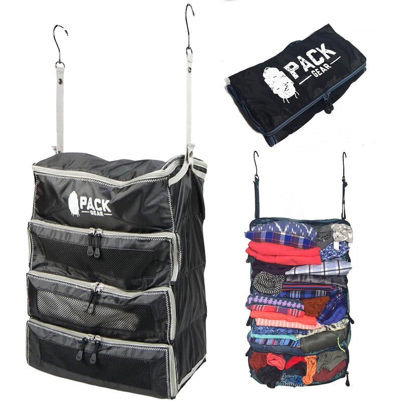 Hanging Carry-On Organizer - Our Fitted Hanging Luggage Organizer Perfectly Fits Any Carry On - Our Packing Cubes For Travel Use Mesh Windows to Make Finding Clothes Easy (Black, M) Medium (Carry-On) Black