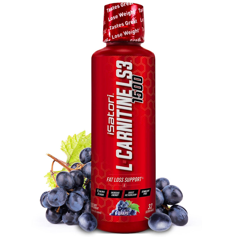[Australia] - iSatori L-Carnitine LS3 1500, Liquid L-Carnitine with Acetyl L-Carnitine, L-Carnitine L-Tartrate, Stimulant Free Pre Workout, No Calories, Sugar, Gluten, Keto-Friendly, Grape Flavor (32 Servings) 