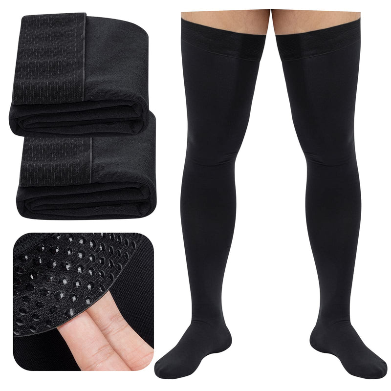 [Australia] - Compression Socks, Men's Thigh High Compression Stockings, 20-30mmHg Compression Stockings with Non-slip silicone Closed Toe-XL Black-Closed Toe 