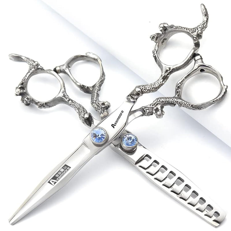 6/7/7.5/8/9 inch scissors silver professional hairdresser hair cut and trim diluted sharp 440C steel (6 inches, 2 pieces) 6 Inches, 2 Pieces