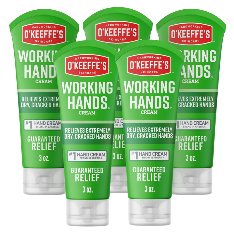 [Australia] - O'Keeffe's Working Hands Hand Cream for Extreme Dryness - 3 oz Tube (5 Pack) - Repairing Skincare for Cracked, Dry Hands 3 Ounce (Pack of 5) 