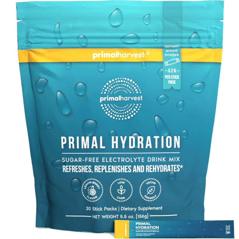 [Australia] - Primal Harvest Electrolytes Powder Packets Primal Hydration, Easy Open Packets, Energy Drink Mix (Lemon Berry, 30 Packs) 1 Bag 