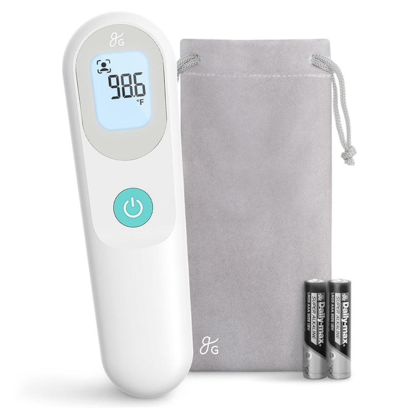 [Australia] - Greater Goods No-Touch Infrared Digital Thermometer for Adults, Kids, and Babies, Forehead Thermometer with Ergonomic Grip, Fever Alarm, White 