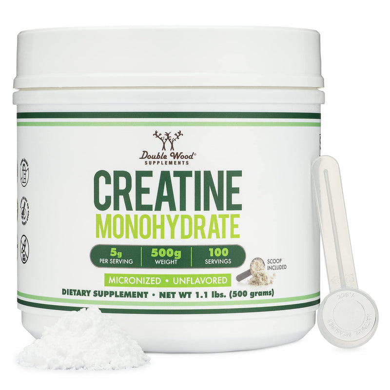 [Australia] - Creatine Monohydrate Powder 1.1lbs (100 Servings of 5 Grams Each - Third Party Tested Micronized Creatine Powder) (with Scoop)(Creatina Monohidratada) by Double Wood 