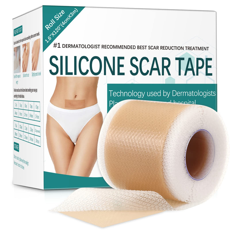 [Australia] - Silicone Scar Sheets, Silicone Scar Tape(1.6” x 120” Roll-3M), Scar Removal Away Strips for Surgical Scars, Keloid, C-Section, Burn et 120x1.6 Inch (Pack of 1) 