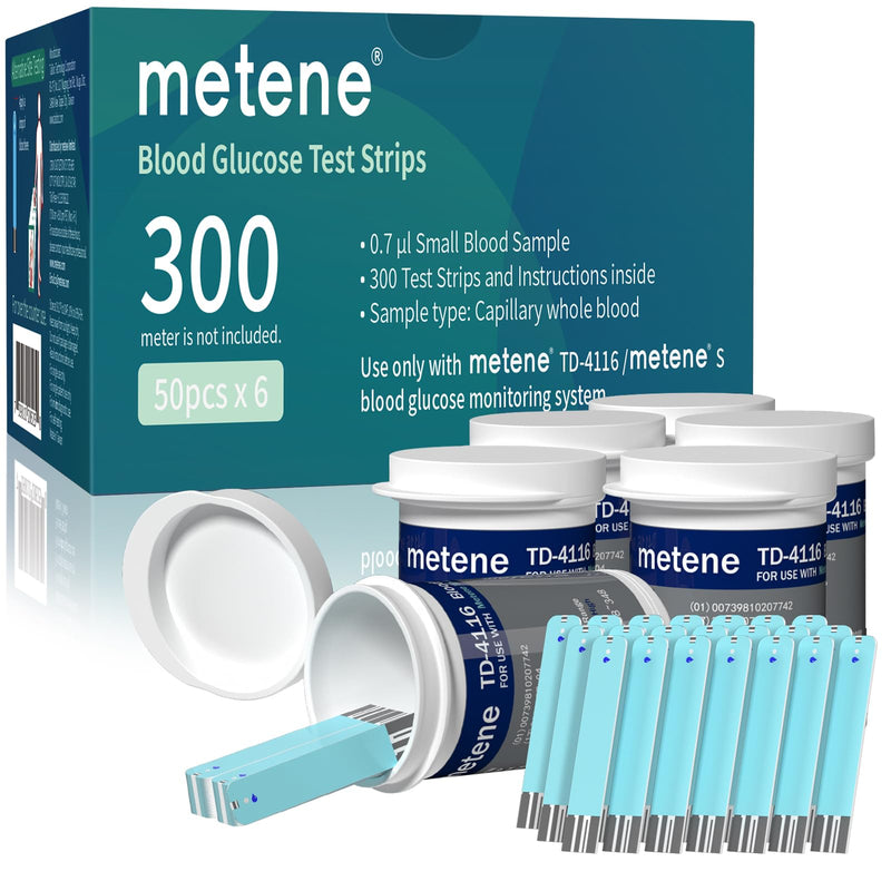 Metene TD-4116 Blood Glucose Test Strips, 300 Count Test Strips for Diabetes, Use with metene TD-4116 and metene S Blood Glucose Monitor Only(No Monitor) 1 Count (Pack of 300)