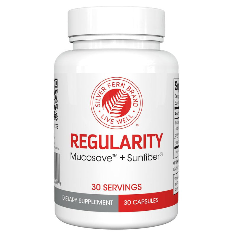 [Australia] - Silver Fern Regularity Digestive Supplement Capsules Brand - 1 Bottle = 30 Capsules = 30 Day Supply - Mucosave FG (Prickly Pear Polysaccharides & Olive Leaf Polyphenols) & SunFiber 1 Count (Pack of 1) 