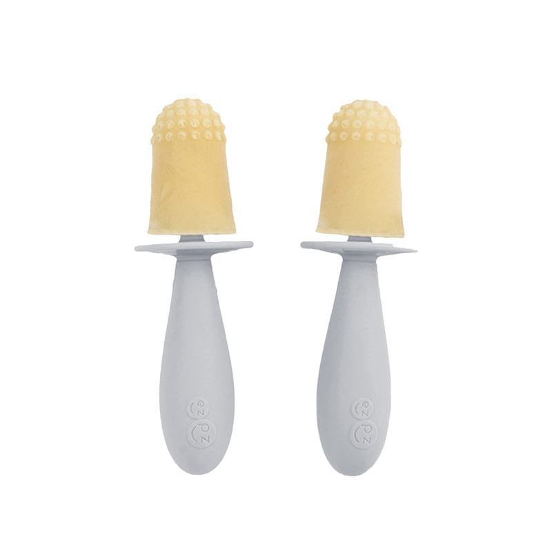 [Australia] - ezpz Tiny Pops (Pewter) - Popsicle Mold Set with Wands for Infants 4 Months + - Two Pack - Baby Essentials Mold Set with Wands (2-Pack) 