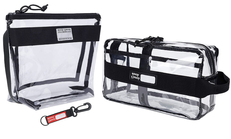 Rough Enough Clear Toiletry Bags for Traveling Toiletries Cosmetic Pouch Makeup Bags TSA Approved for Men and Women Travel