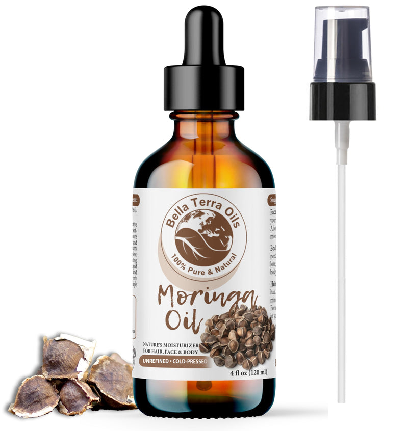 Bella Terra Oils - Natural Moringa Seed Oil 2oz - A Blend of Nature's Best, High in Oleic Acid & Vitamin E, For a Touch of Luxurious Smoothness 2 Fl Oz (Pack of 1)