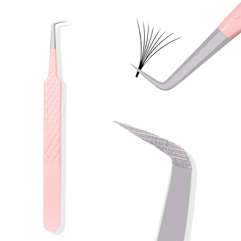 Fiber Tip Lash Tweezers for Eyelash Extensions, Professional 90 Degree Tweezers for Lash Extension Suppliers, Best Pink Tweezers Precision Tool Set(90 Degree) 90 Degree Tweezer