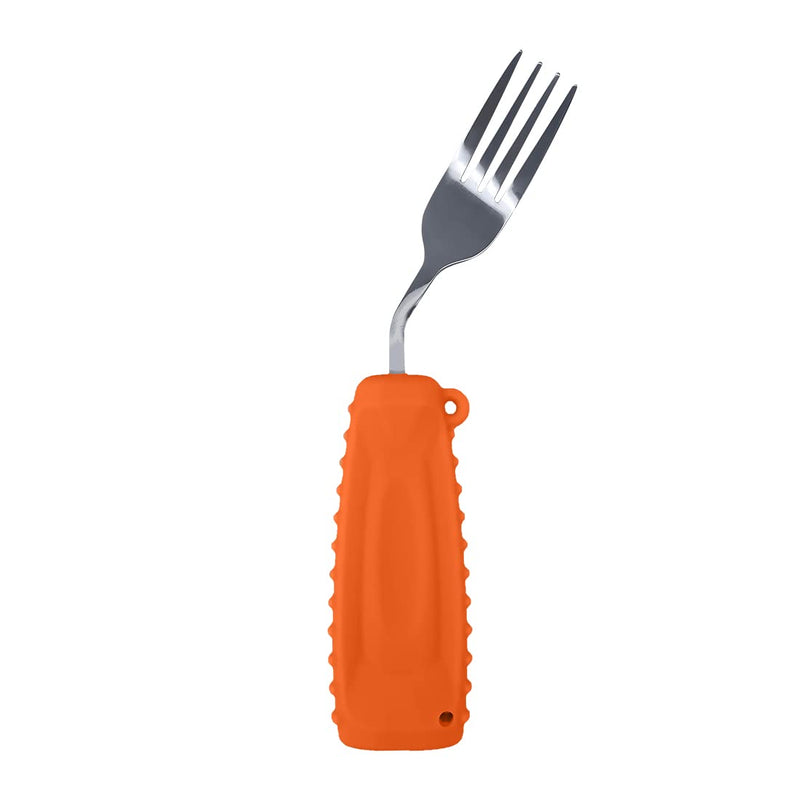 [Australia] - Adaptive Weighted Silverware Utensils Angled Fork for Hand Tremors Parkinsons,Weighted Utensils with Non-Slip Easy Grip Handles for Independent Eating(Left Hand,Orange,Pack of 1) Fork-Left Hand,Orange 