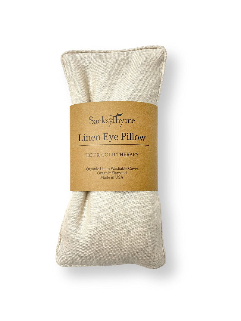 [Australia] - Sacksy Thyme Organic Linen Eye Pillow - Lavender & Flaxseed for Relaxation, Yoga, Stress Relief - Microwavable Heating Pad & Cool Compress - Made in USA - Gifts for Meditation Beige (Unscented) 