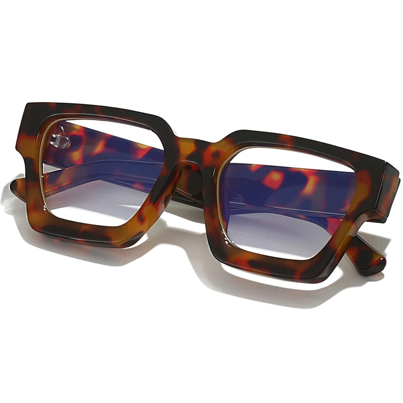 [Australia] - AIEYEZO Square Thick Frame Glasses for Women Men Fashion Blue Light Glasses Trendy Chic Computer Eyeglasses Tortoise 54 Millimeters 
