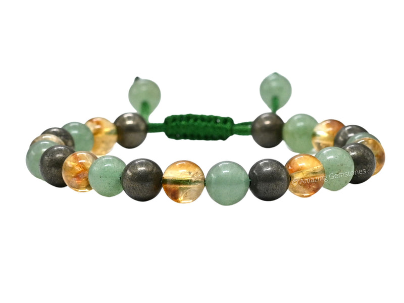 [Australia] - Natural Healing Crystal Bracelet for Women - Mens Bracelet Energy Balancing Gemstones Set - Adjustable Stone Bead Bracelet for Men and Women - Chakra Crystal Therapy Accessory, Meditation Money Success 