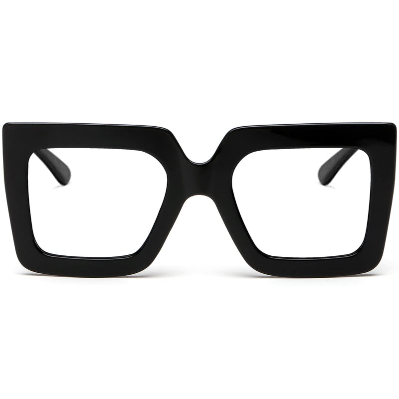 [Australia] - AIEYEZO Oversized Square Blue Light Glasses for Women Cute Big Frame Glasses Fashion Clear Multi-Color Computer Eyewear Black 54 Millimeters 