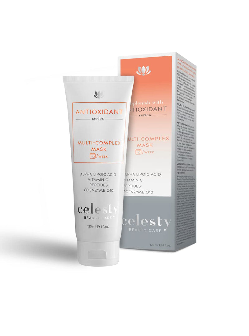 Celest Beauty Antioxidant Deep Hydration Face Mask Skincare, Boosts Collagen, Vitamin C, Coenzyme Q10, Alpha Lipoic Rich Extracts for your Anti Aging Revitalized Radiant Skin. 4 Fl Oz Large Size