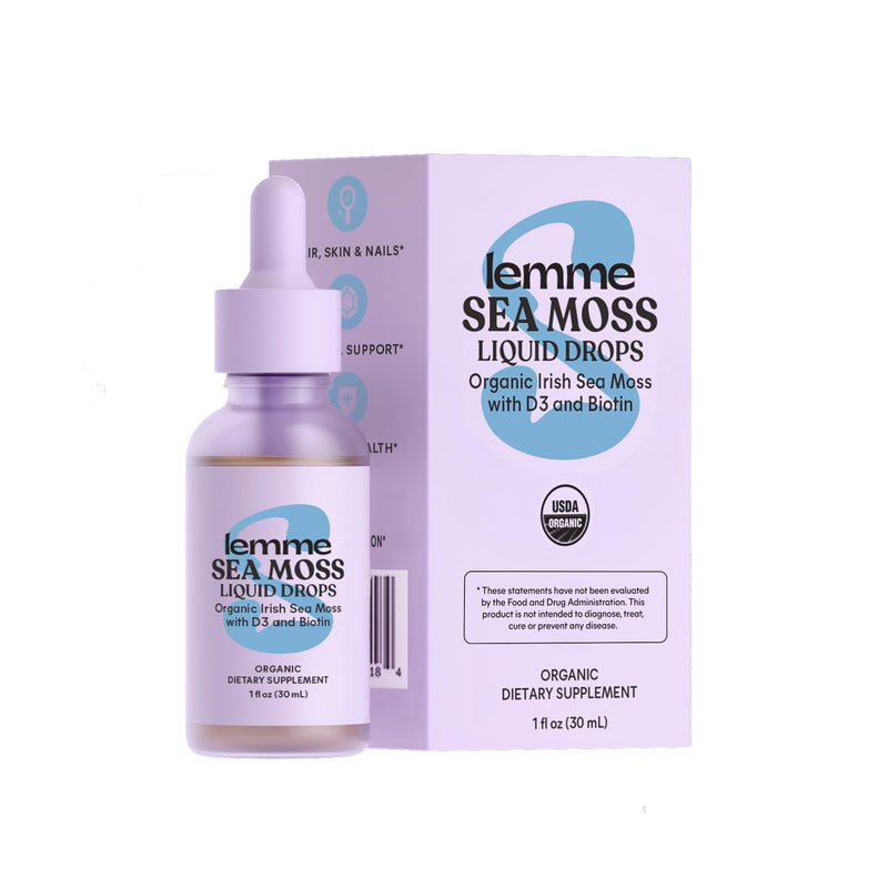 Lemme Irish Sea Moss Organic Liquid Drops with Vitamin D3, 30-Day Supply | Vitamin D3 & Biotin, Thyroid, Immunity, Hair Skin & Nails & Brain Health Support, Trace Minerals, Sugar Free