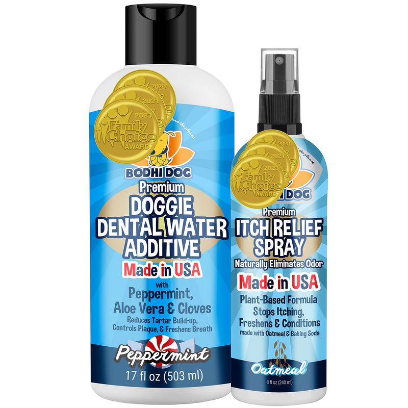 Bodhi Dog Anti-Itch Spray 8oz + Peppermint Dental Water Additive 17oz Bundle - PawsPlanet Australia