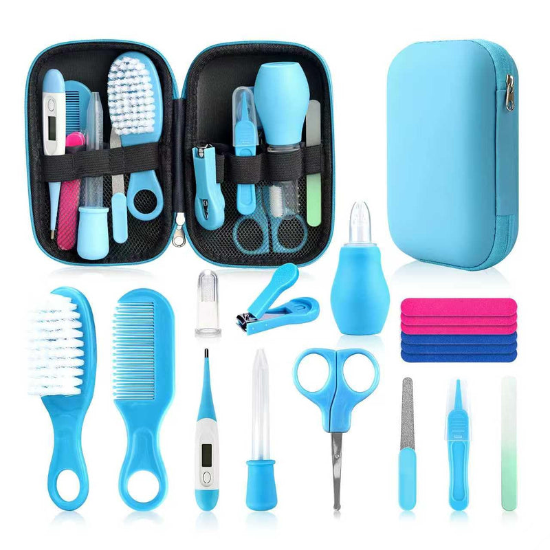 [Australia] - Baby Grooming Kit, Infant Safety Care Set with Hair Brush Comb Nail Clipper Nasal Aspirator,Baby Essentials Kit for Newborn Girls Boys Blue 18 in 1 