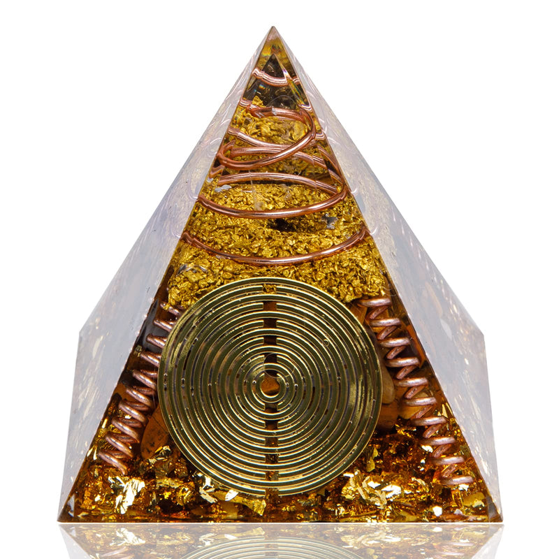 [Australia] - Orgone Pyramid, Small Healing Crystals Pyramid with Tiger's Eye Stones, Orgonite Energy Generator for Resist Stress, Bring Good Luck and Wealth Tiger Eye 